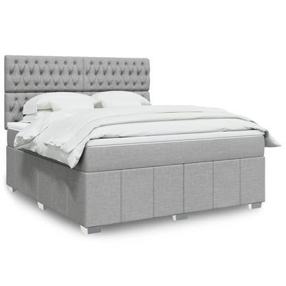 Box Spring Postel S Matrací Textil Světle Šedá