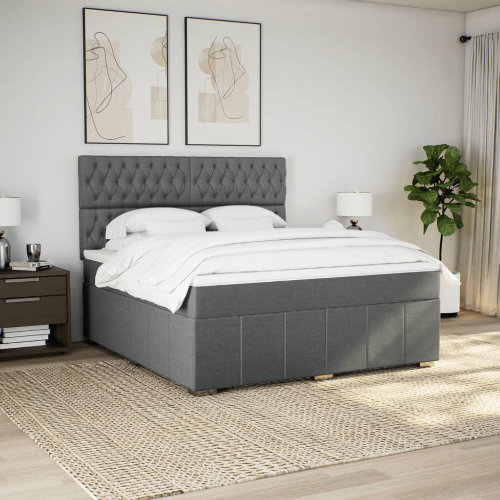 Box Spring Postel S Matrací Tmavě Šedá 180X200 Cm Textil