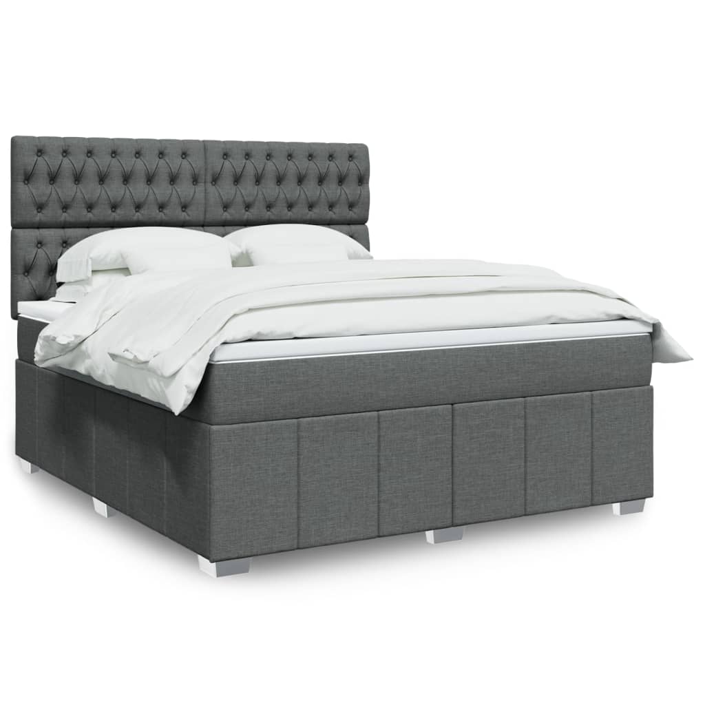 Box Spring Postel S Matrací Tmavě Šedá 180X200 Cm Textil