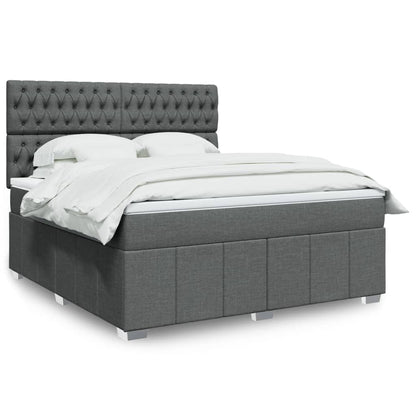 Box Spring Postel S Matrací Tmavě Šedá 180X200 Cm Textil