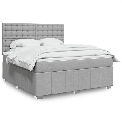 Box Spring Postel S Matrací Textil Světle Šedá