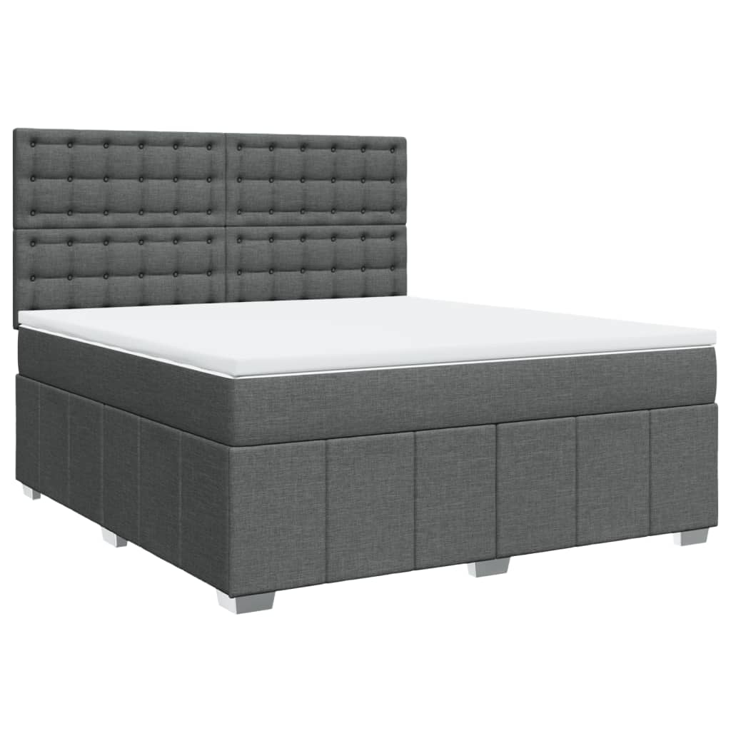Box Spring Postel S Matrací Tmavě Šedá 180X200 Cm Textil