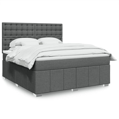 Box Spring Postel S Matrací Tmavě Šedá 180X200 Cm Textil