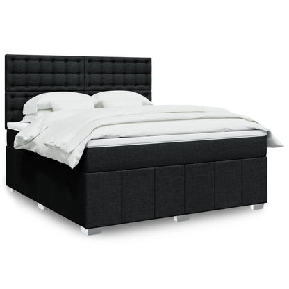 Box Spring Postel S Matrací Černá Textil Černá