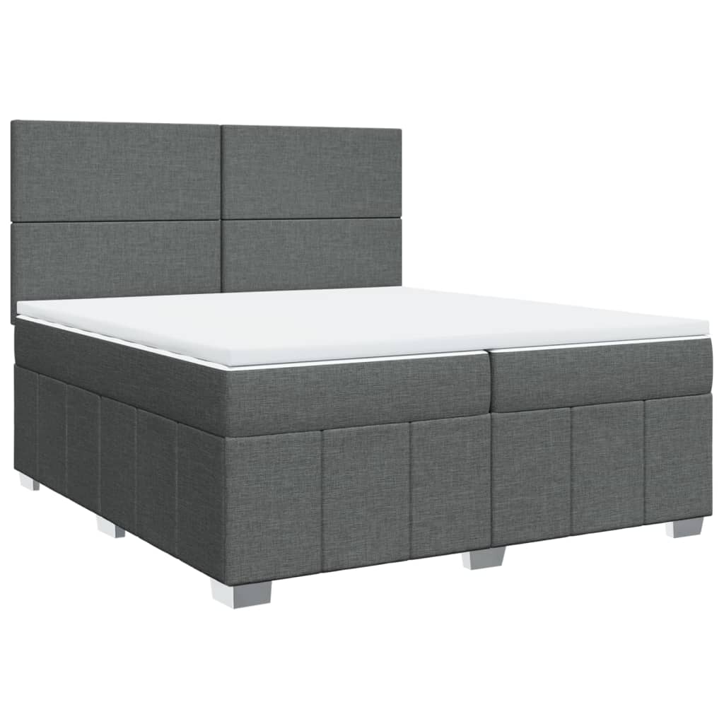 Box Spring Postel S Matrací Tmavě Šedá 200X200 Cm Textil