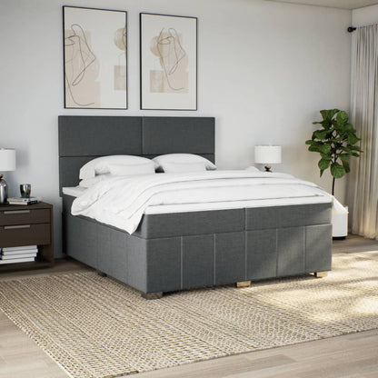 Box Spring Postel S Matrací Tmavě Šedá 200X200 Cm Textil
