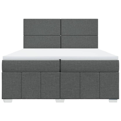 Box Spring Postel S Matrací Tmavě Šedá 200X200 Cm Textil