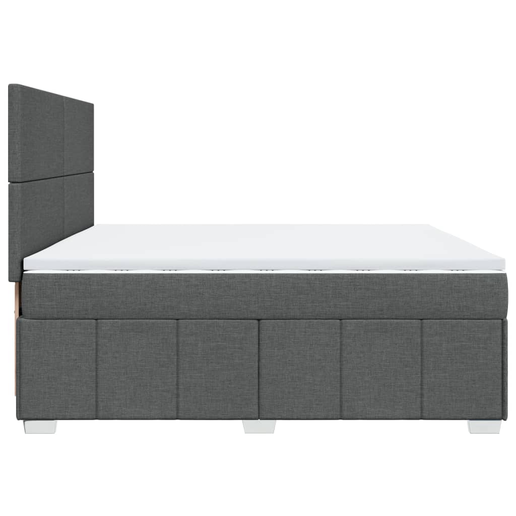 Box Spring Postel S Matrací Tmavě Šedá 200X200 Cm Textil