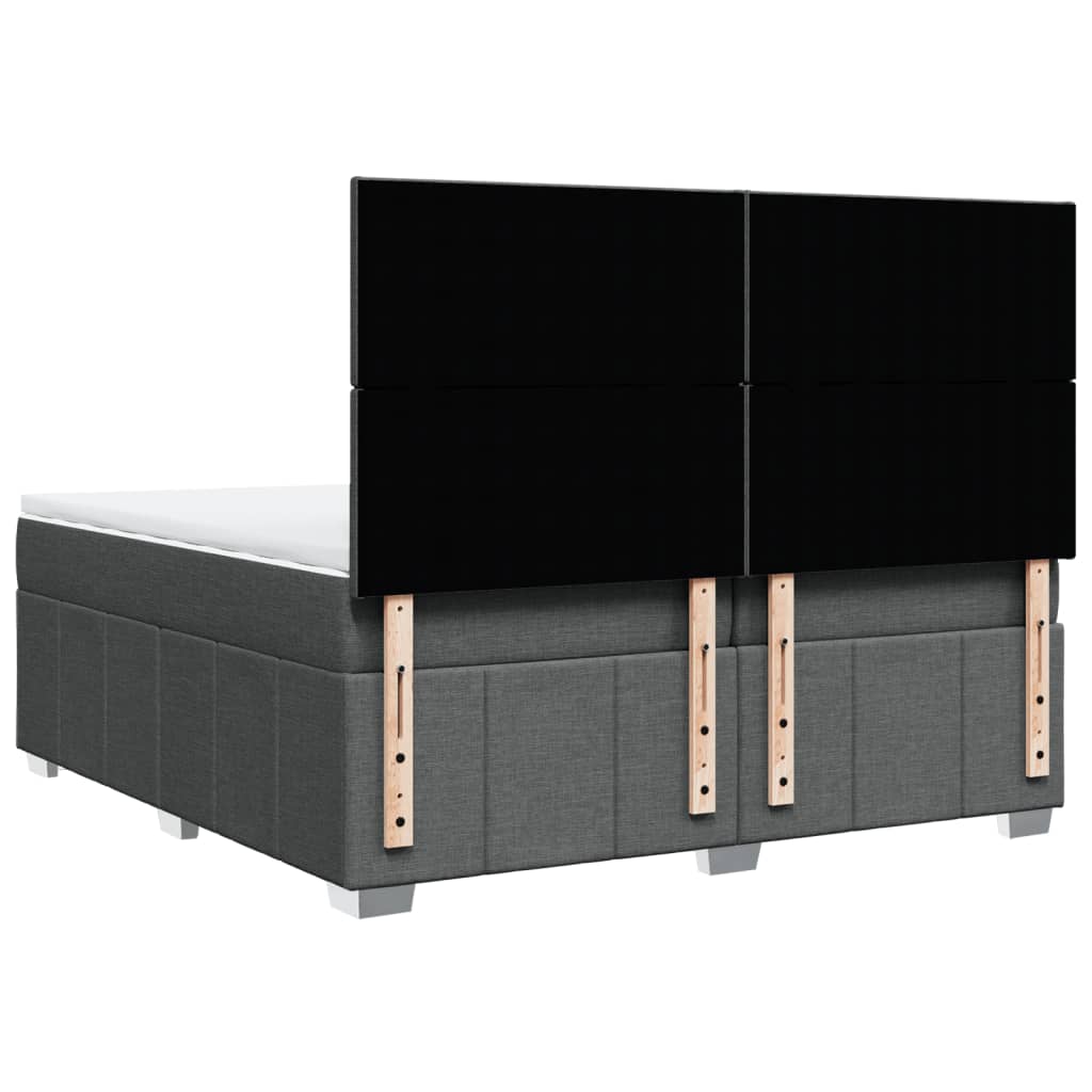 Box Spring Postel S Matrací Tmavě Šedá 200X200 Cm Textil