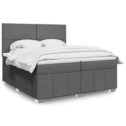 Box Spring Postel S Matrací Tmavě Šedá 200X200 Cm Textil