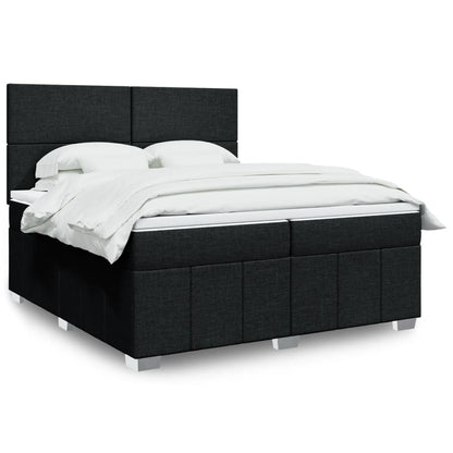 Box Spring Postel S Matrací Černá Textil Černá