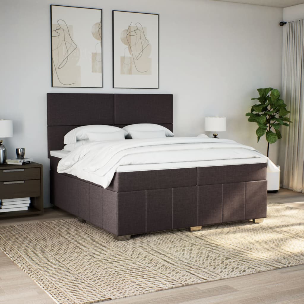 Box Spring Postel S Matrací Tmavě Hnědá 200X200 Cm Textil
