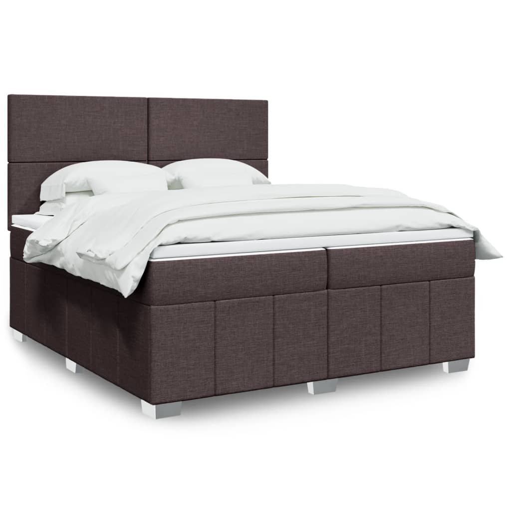 Box Spring Postel S Matrací Tmavě Hnědá 200X200 Cm Textil