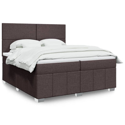 Box Spring Postel S Matrací Tmavě Hnědá 200X200 Cm Textil