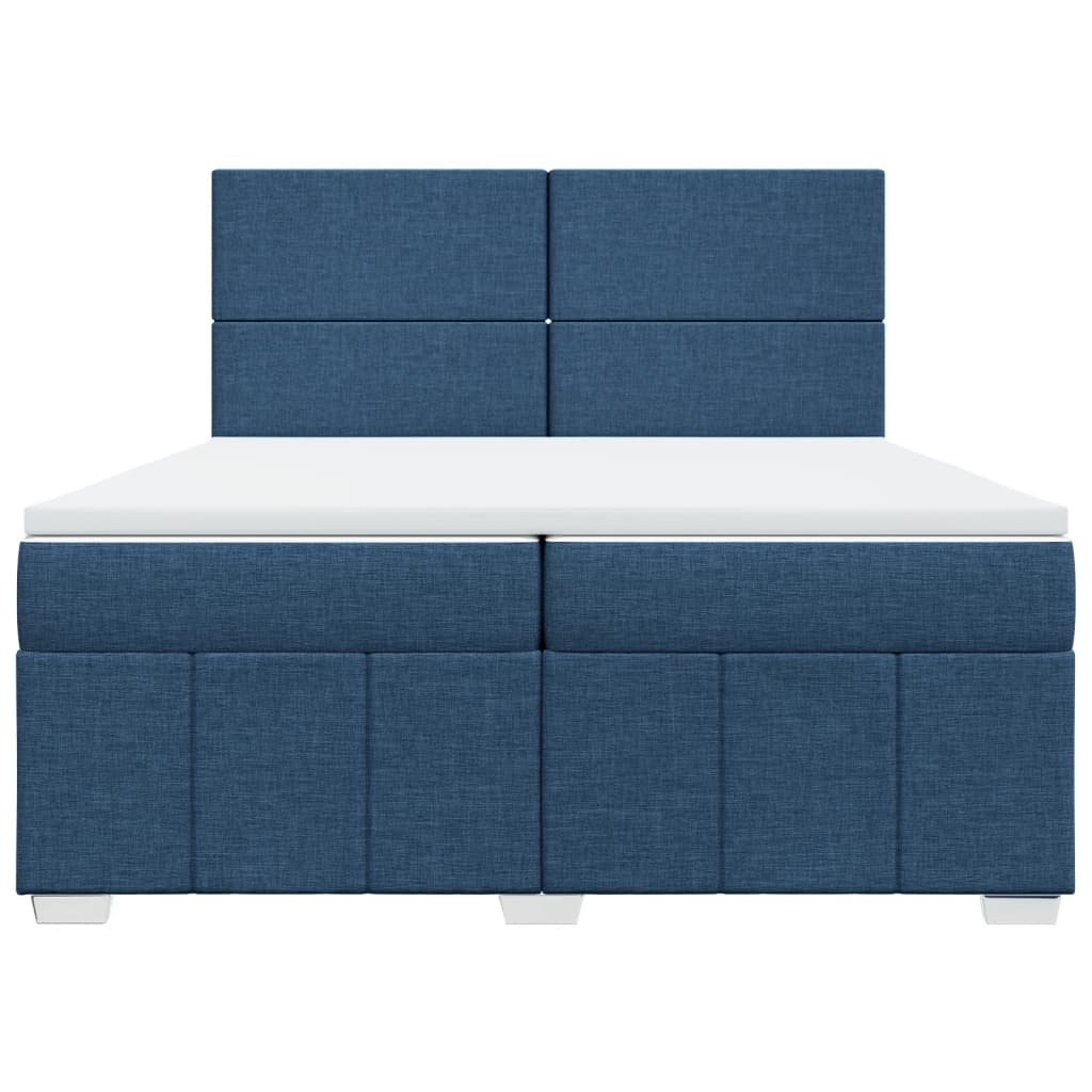 Box Spring Postel S Matrací Modrá 200X200 Cm Textil