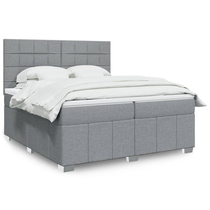 Box Spring Postel S Matrací Textil Světle Šedá