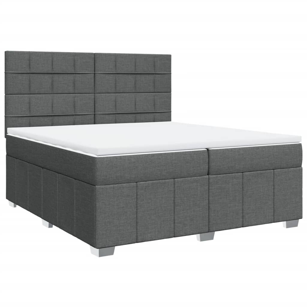 Box Spring Postel S Matrací Tmavě Šedá 200X200 Cm Textil