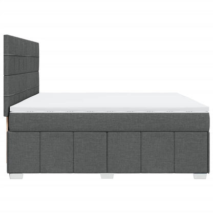 Box Spring Postel S Matrací Tmavě Šedá 200X200 Cm Textil