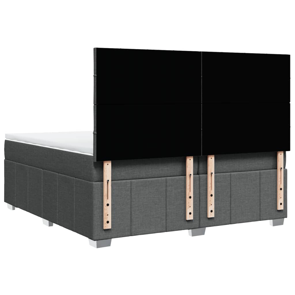 Box Spring Postel S Matrací Tmavě Šedá 200X200 Cm Textil