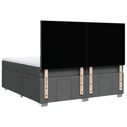 Box Spring Postel S Matrací Tmavě Šedá 200X200 Cm Textil