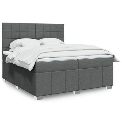 Box Spring Postel S Matrací Tmavě Šedá 200X200 Cm Textil