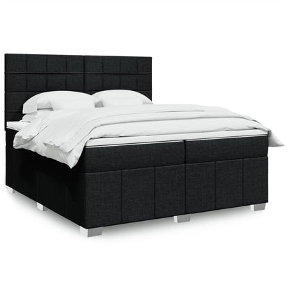 Box Spring Postel S Matrací Černá Textil Černá
