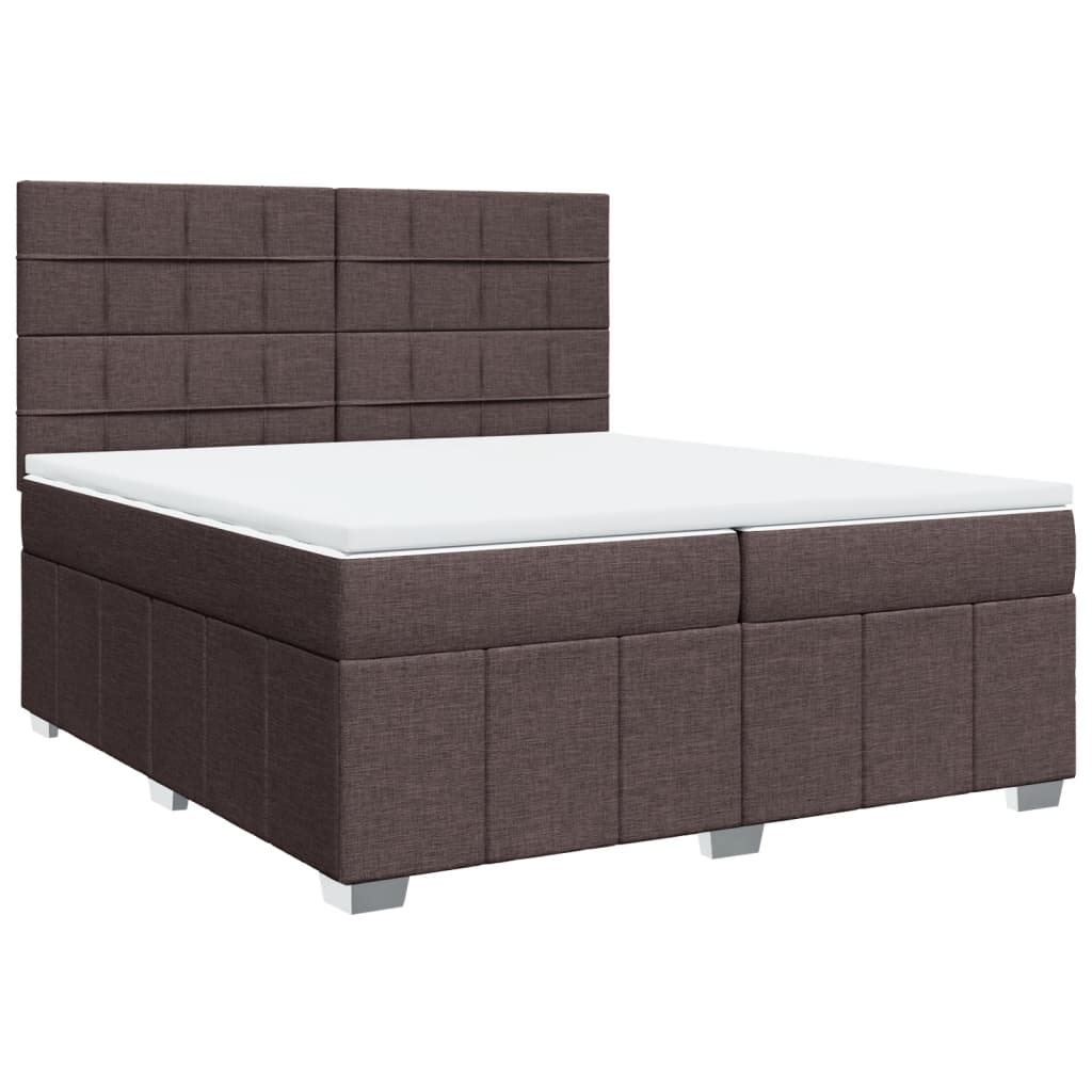Box Spring Postel S Matrací Tmavě Hnědá 200X200 Cm Textil