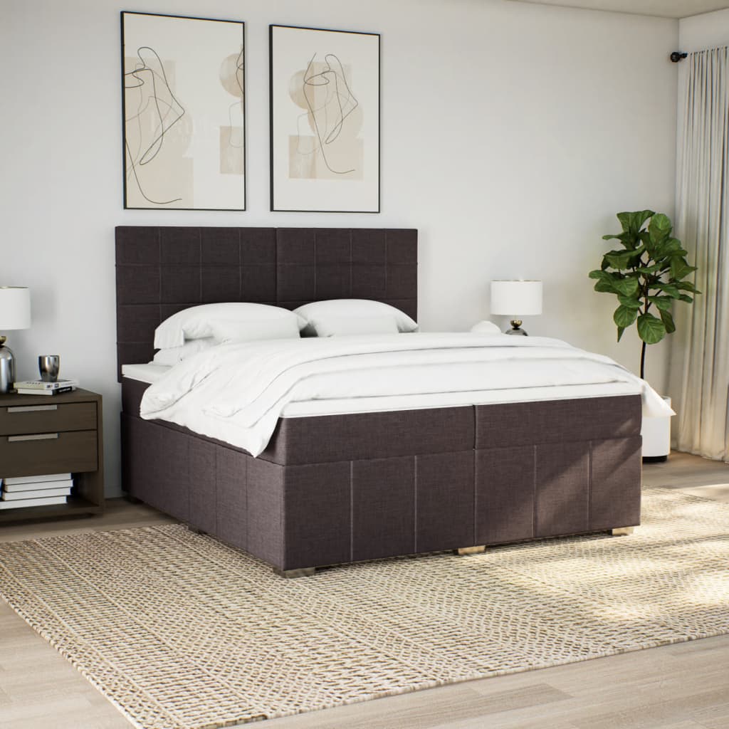 Box Spring Postel S Matrací Tmavě Hnědá 200X200 Cm Textil