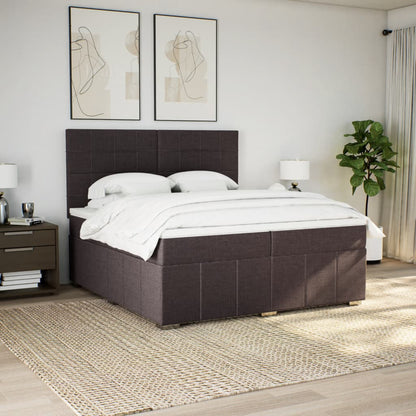 Box Spring Postel S Matrací Tmavě Hnědá 200X200 Cm Textil