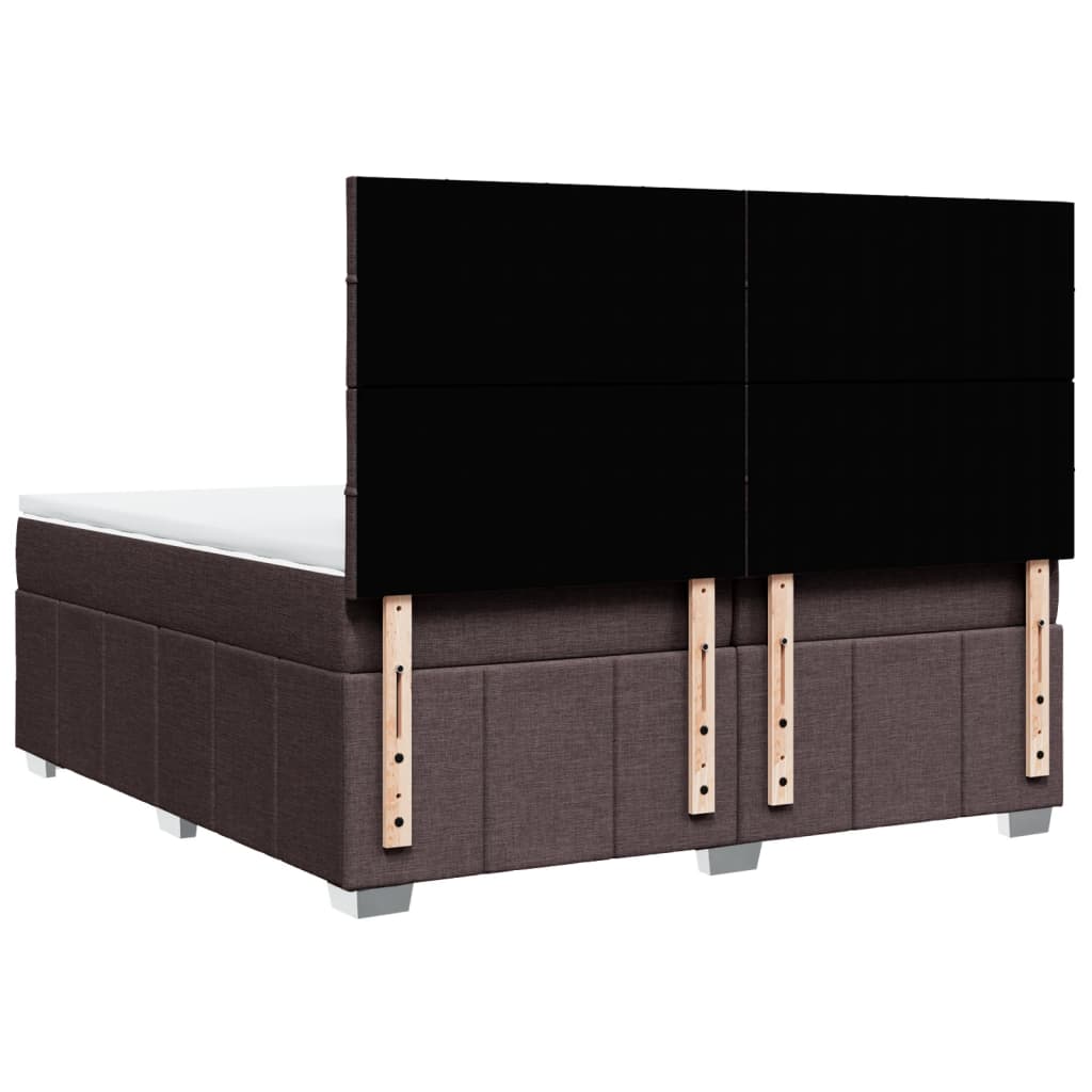 Box Spring Postel S Matrací Tmavě Hnědá 200X200 Cm Textil