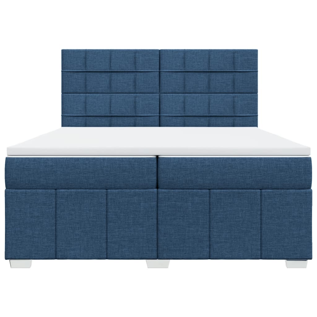 Box Spring Postel S Matrací Modrá 200X200 Cm Textil