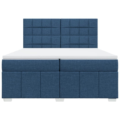 Box Spring Postel S Matrací Modrá 200X200 Cm Textil