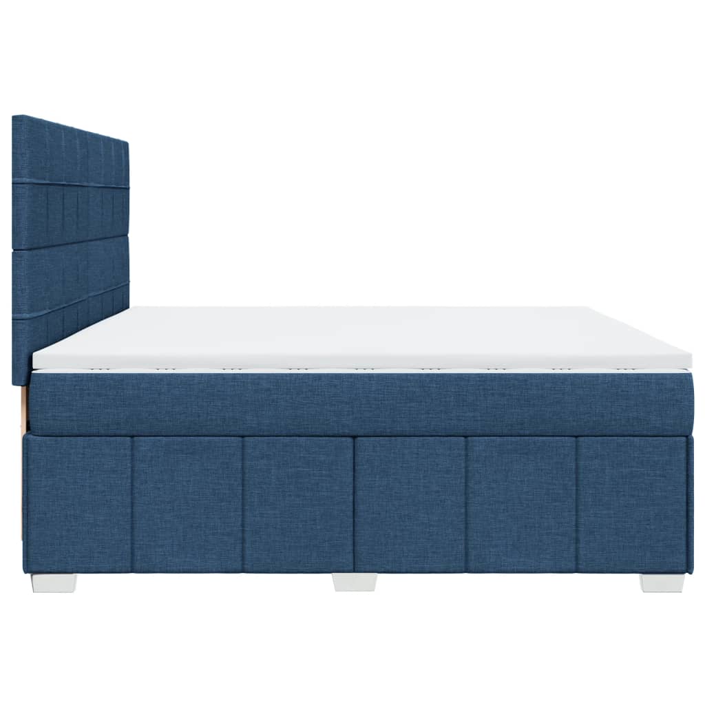 Box Spring Postel S Matrací Modrá 200X200 Cm Textil