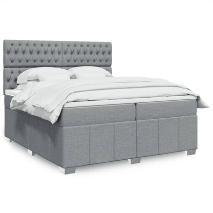 Box Spring Postel S Matrací Textil Světle Šedá