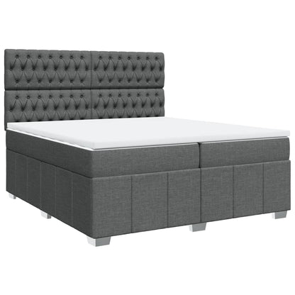 Box Spring Postel S Matrací Tmavě Šedá 200X200 Cm Textil