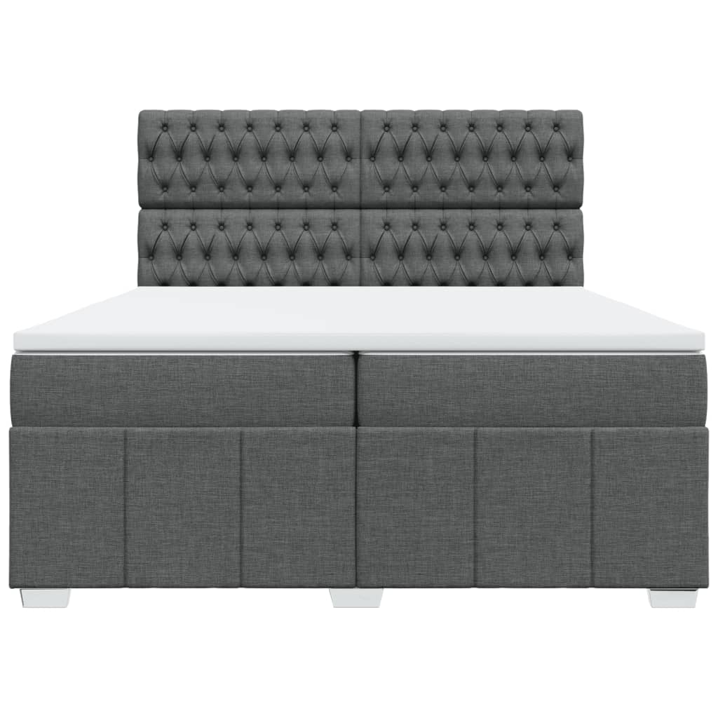 Box Spring Postel S Matrací Tmavě Šedá 200X200 Cm Textil
