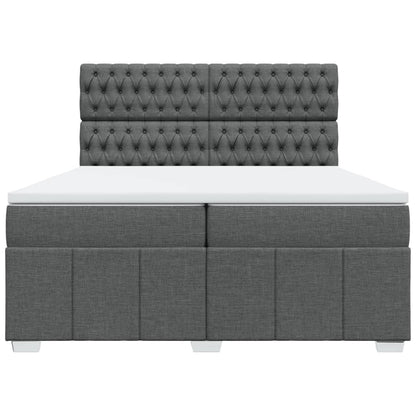 Box Spring Postel S Matrací Tmavě Šedá 200X200 Cm Textil