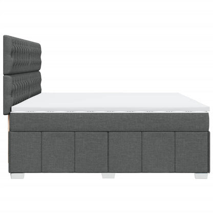 Box Spring Postel S Matrací Tmavě Šedá 200X200 Cm Textil
