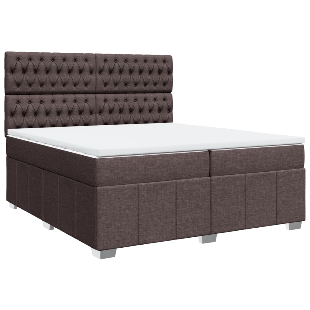 Box Spring Postel S Matrací Tmavě Hnědá 200X200 Cm Textil