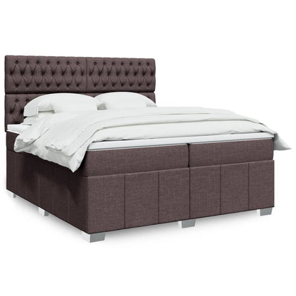 Box Spring Postel S Matrací Tmavě Hnědá 200X200 Cm Textil