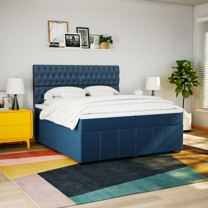 Box Spring Postel S Matrací Modrá 200X200 Cm Textil
