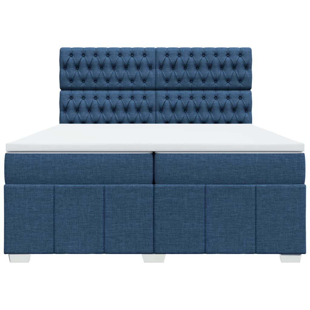 Box Spring Postel S Matrací Modrá 200X200 Cm Textil