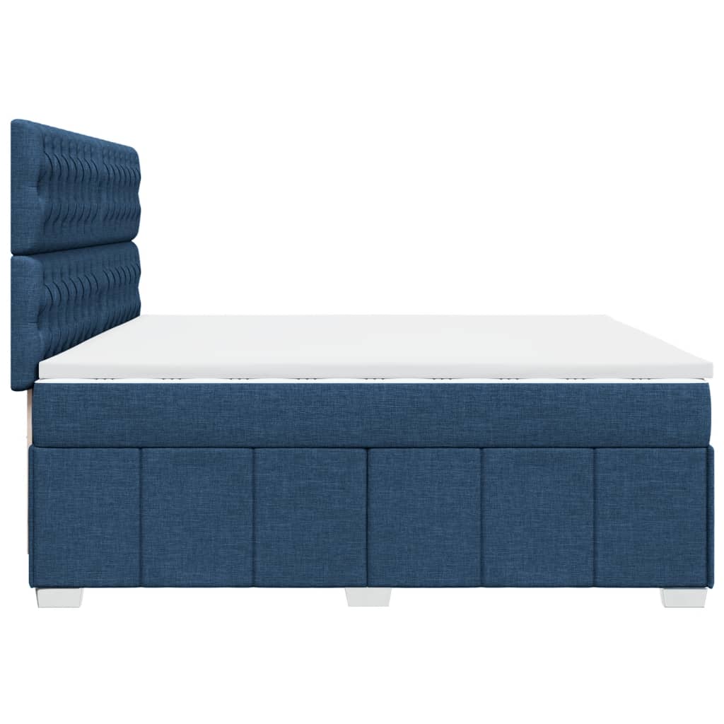 Box Spring Postel S Matrací Modrá 200X200 Cm Textil