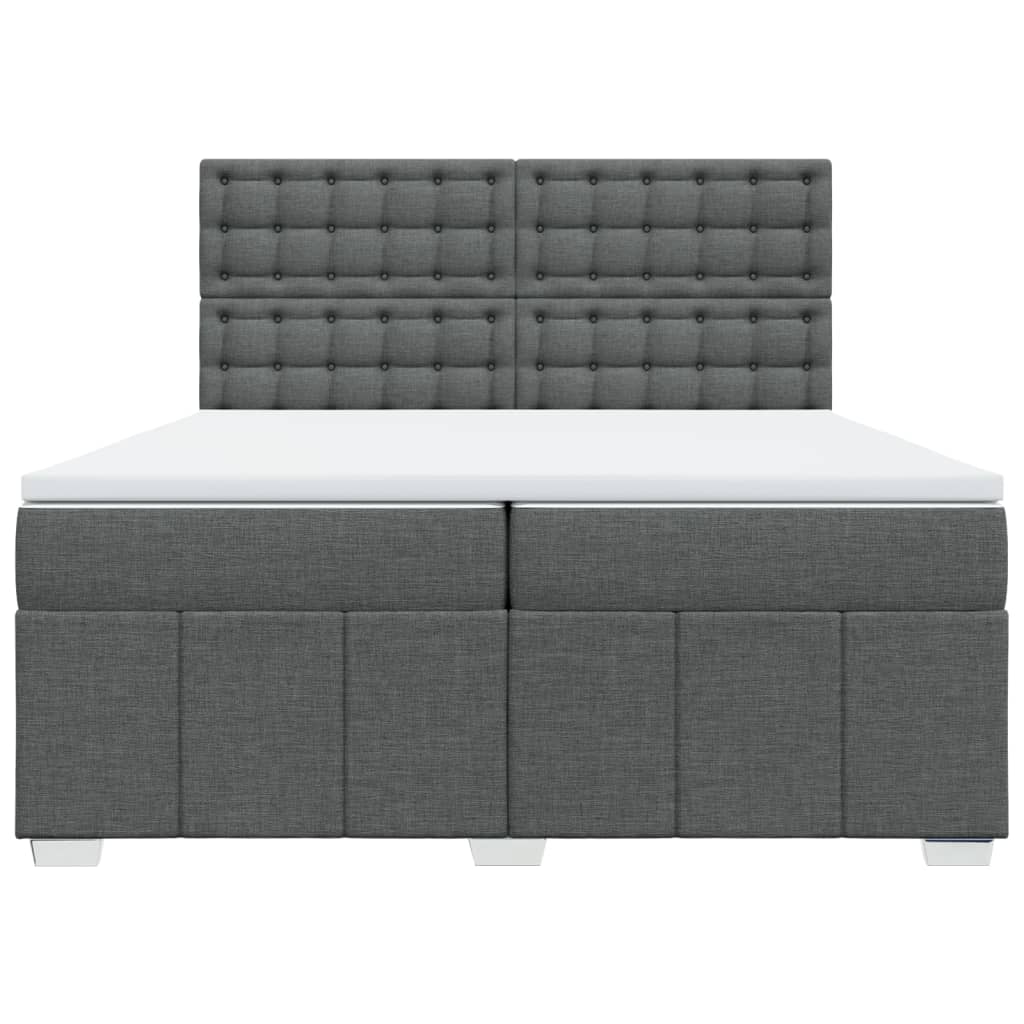 Box Spring Postel S Matrací Tmavě Šedá 200X200 Cm Textil