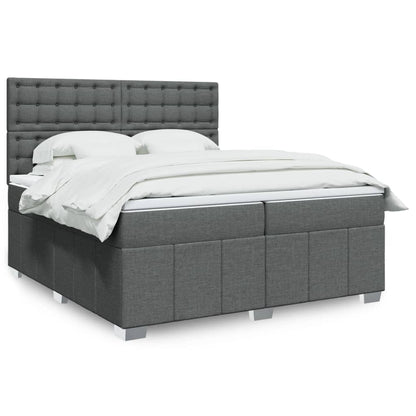 Box Spring Postel S Matrací Tmavě Šedá 200X200 Cm Textil