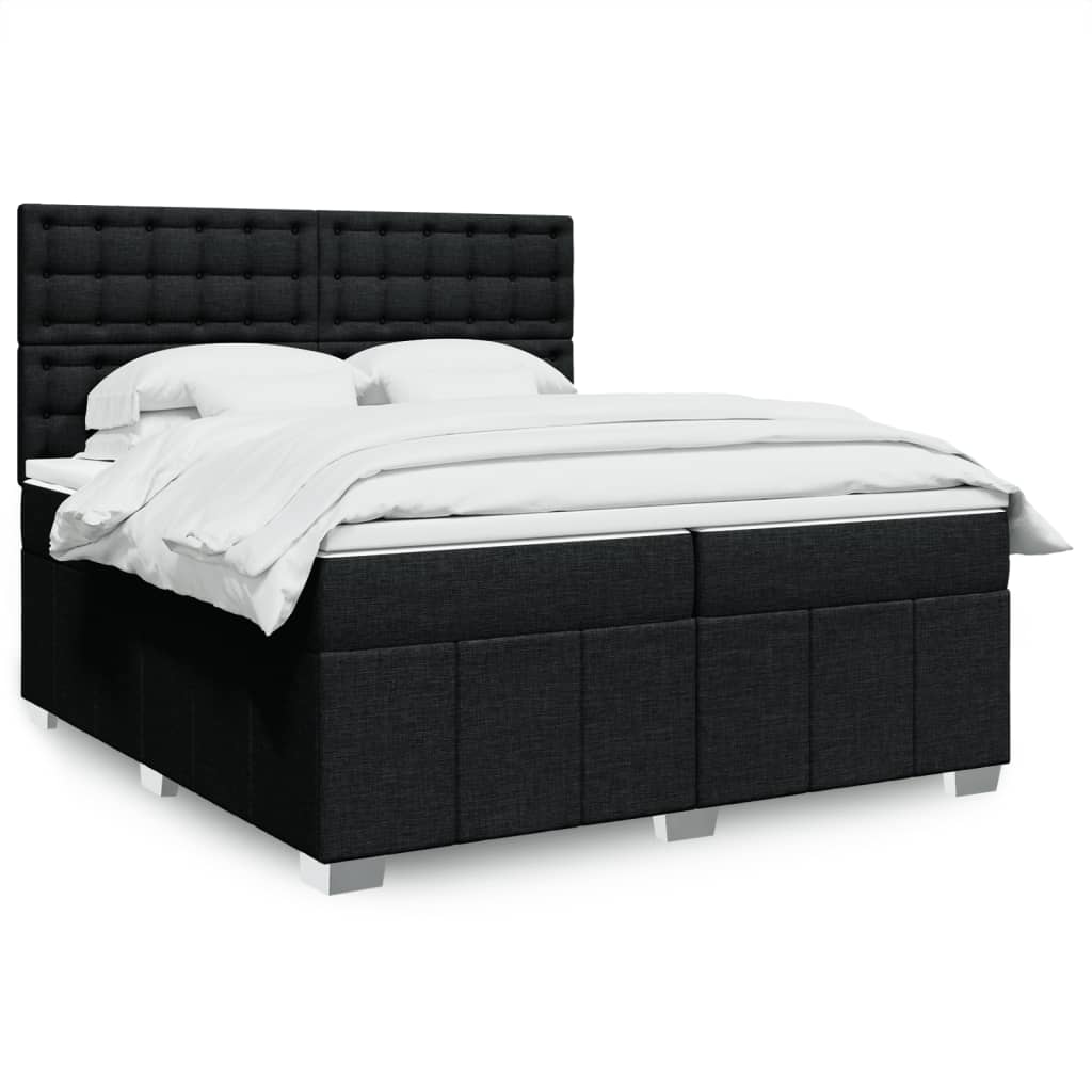 Box Spring Postel S Matrací Černá Textil Černá