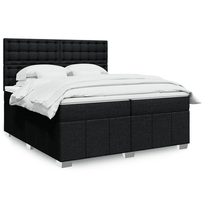Box Spring Postel S Matrací Černá Textil Černá