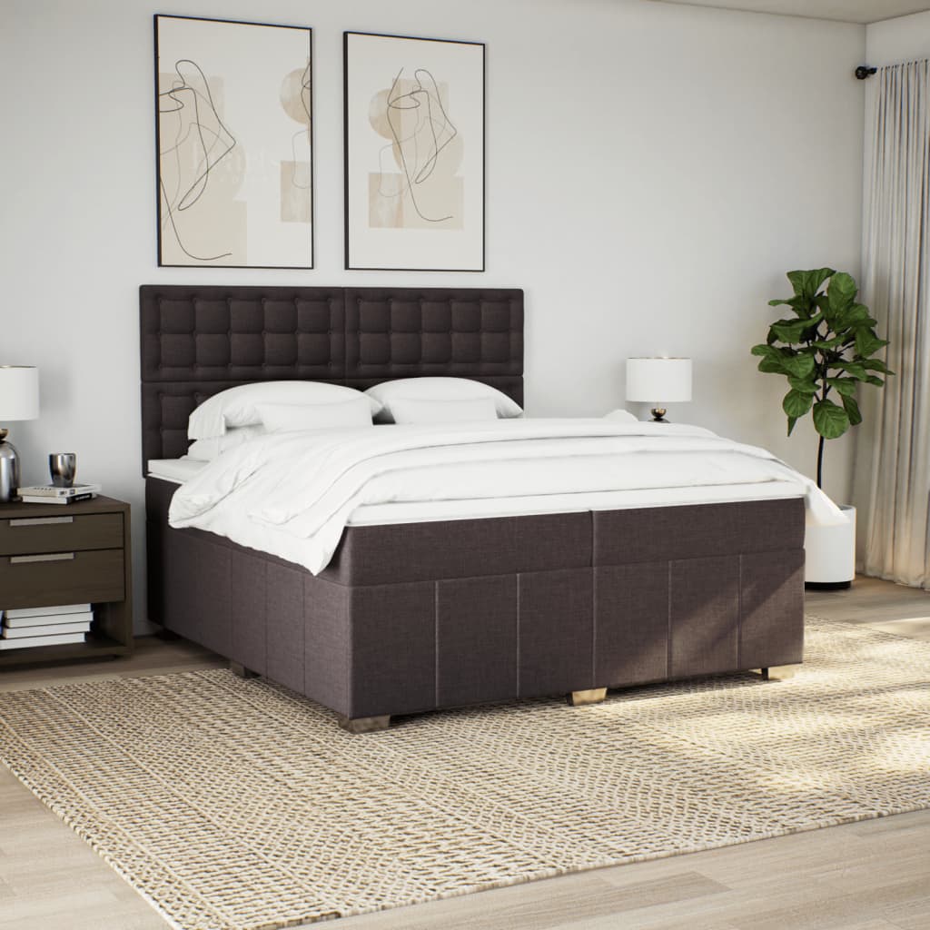 Box Spring Postel S Matrací Tmavě Hnědá 200X200 Cm Textil