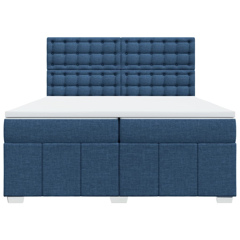 Box Spring Postel S Matrací Modrá 200X200 Cm Textil