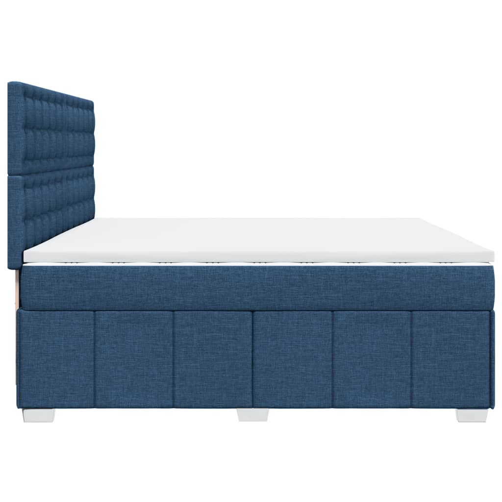 Box Spring Postel S Matrací Modrá 200X200 Cm Textil